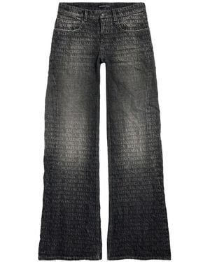 Balenciaga Print Wide-Leg Jeans - Black