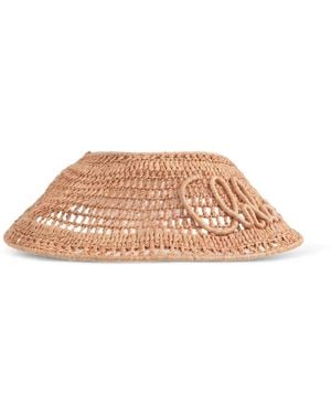 Chloé Logo-Embroidered Raffia Visor - Natural