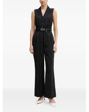 DKNY Striped Belted Jumpsuit - Black