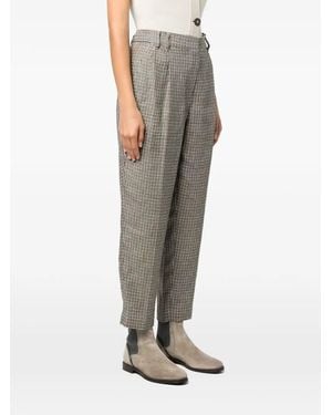 Brunello Cucinelli Houndstooth-Pattern Pleated Trousers - Multicolour