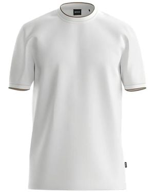 BOSS Slim-Fit Contrast-Trim T-Shirt - White