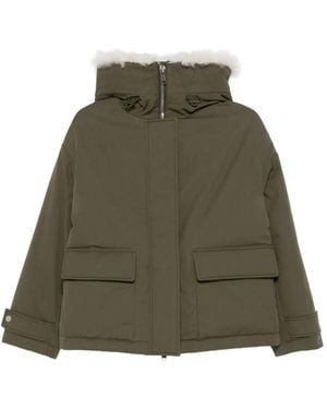 Yves Salomon Hooded Patch-Pocket Jacket - Green