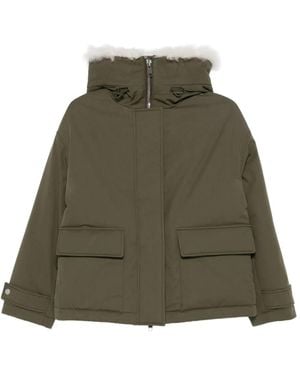 Yves Salomon Hooded Patch-Pocket Jacket - Green