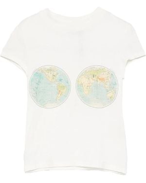 A.W.A.K.E. MODE Hemispheres Map-Print T-Shirt - White