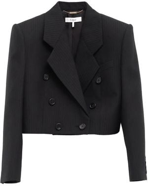 Chloé Spencer Striped Button Blazer - Black