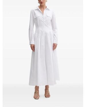 Bardot Long-Sleeves Midi Shirt Dress - White