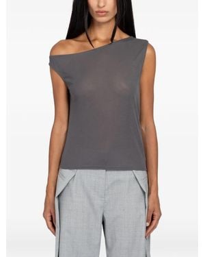 St. Agni Asymmetrical Fine-Jersey Top - Black