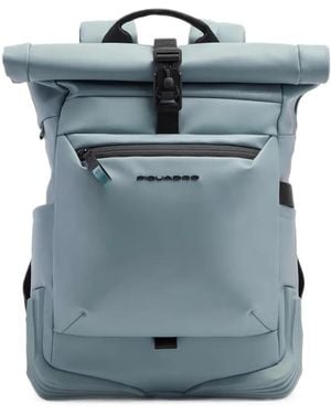 Piquadro Roll-Top Water-Resistant Backpack - Blue