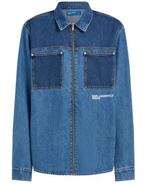 KARL LAGERFELD Chest-Pocket Overshirt - Blue
