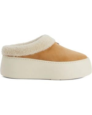 Giuseppe Zanotti Faux-Shearling Platform Clogs - White