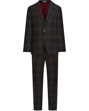 Brunello Cucinelli Single-breasted plaid suit - Schwarz