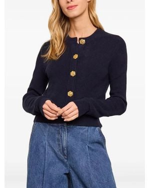 Cara Cara Cardigan Mit Blumenknöpfen - Blau