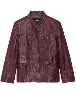 Zadig & Voltaire Crumpled Leather Jacket - Purple
