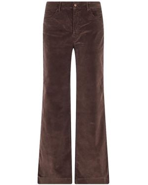 CIGALA'S Corduroy High-Waisted Trousers - Brown