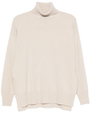 Lorena Antoniazzi Roll-Neck Side-Slit Sweater - White