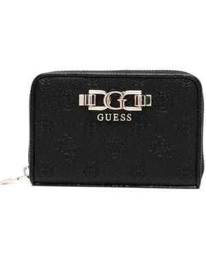 Guess Debossed-Monogram Wallet - Black