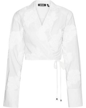 ROTATE BIRGER CHRISTENSEN Rose-Embroidery Wrap Shirt - White