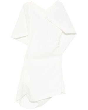 Issey Miyake Robe Courte Drapée À Design Asymétrique - White