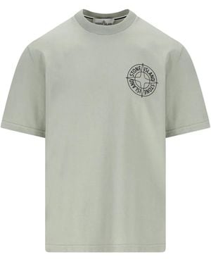 Stone Island Logo-Print T-Shirt - Grey