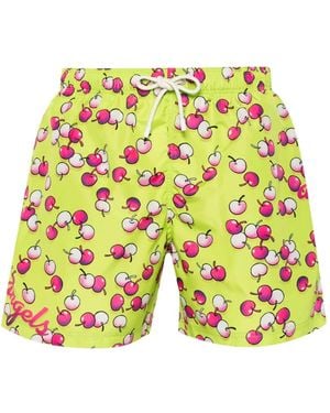 Palm Angels Cherry-Print Swimming Shorts - Yellow