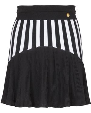 Balmain リブニット プリーツスカート - ブラック