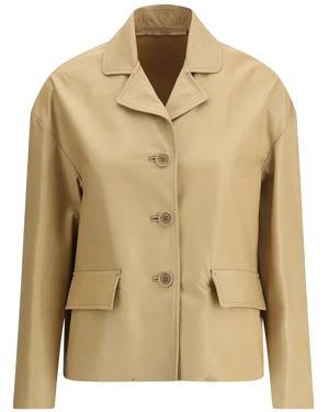 Salvatore Santoro Leather Blazer - Natural