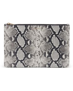 Anine Bing Elly Snakeskin-Print Leather Clutch Bag - Gray