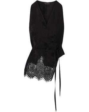 Liu Jo Jacquard Top With Lace Details - Black