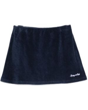 Sporty & Rich Terry-Cloth Logo-Embroidered Mini Skirt - Blue