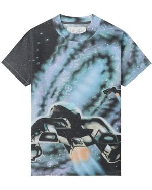 ERL T-Shirt mit Weltall-Print - Blau