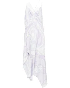 PUCCI Asymmetric V-neck Midi Dress - ホワイト