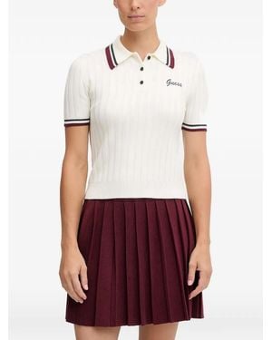 Guess Ribbed Trim Polo Shirt - White