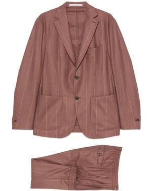 Eleventy Pinstripe-Pattern Suit - Red