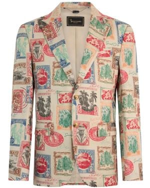 Billionaire Printed Linen Blazer - White