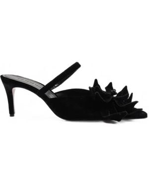 FARM Rio Floral-Applique Pointed-Toe Court Shoes - Black