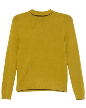 AROVESCIO Ribbed-Trim Mock-Neck Jumper - Green