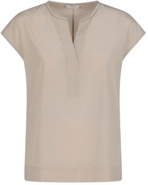 Peserico Embellished V-Neck Top - Natural