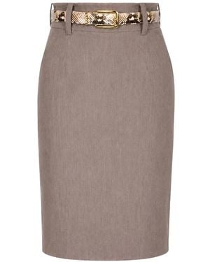 Elie Saab Belt-Loop Midi Skirt - Brown
