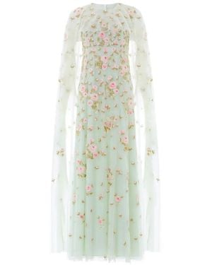 Needle & Thread Rose Bloom Cape Gown - White