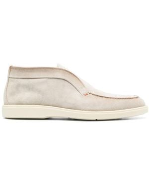 Santoni ステッチ レザーブーツ - ホワイト