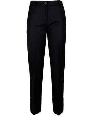 Via Masini 80 Turned-Up Cuff Tailored Trousers - Black