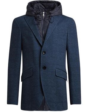 Etro ヘリンボーン フーデッドジャケット - ブルー