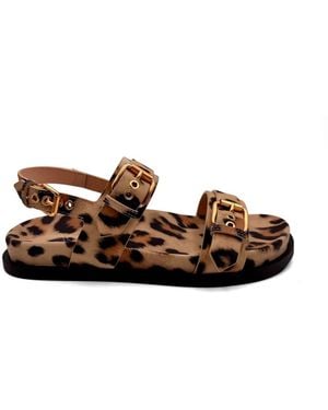 Agl Attilio Giusti Leombruni Cristina Leopard-Print Buckle-Strap Sandals - Brown