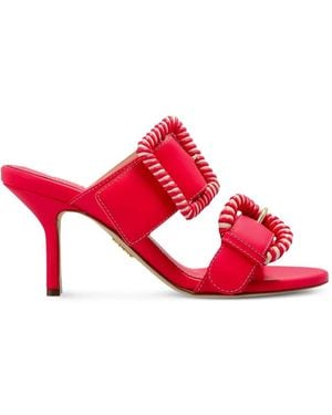 Rodo Buckle-Strap Leather Mules - Red