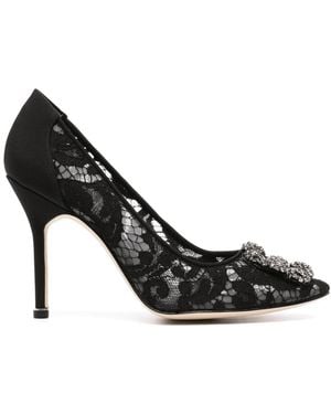 Manolo Blahnik Hangisi 102Mm Lace Pumps - Black