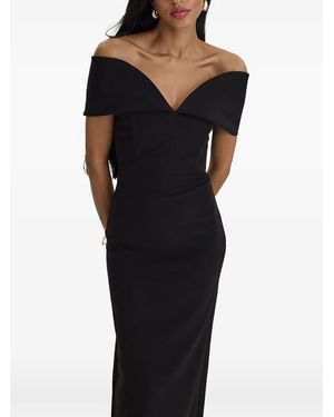 MOOS STUDIO Muse Off-Shoulder V-Neck Maxi Dress - Black
