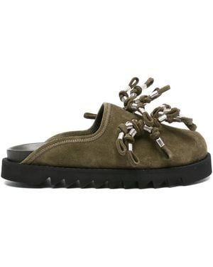 Toga Virilis Knotted-Detail Suede Mules - Green