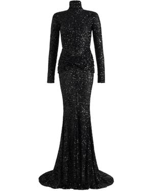 Patou Sequinned High-Neck Maxi Dress - Black
