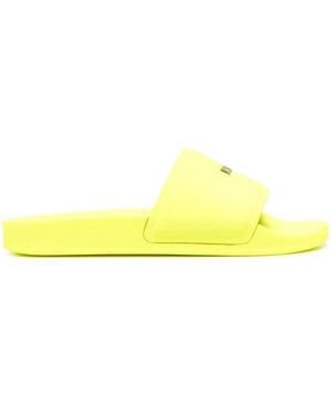 MSGM Logo-Print Sliders - Yellow