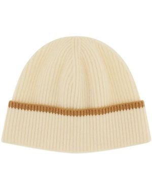 Lardini Ribbed-Knit Beanie Hat And Scarf Set - Natural